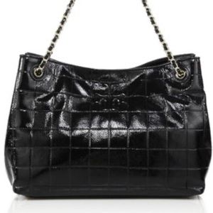 Tory Burch Marion black patent shoulder bag. Used once!